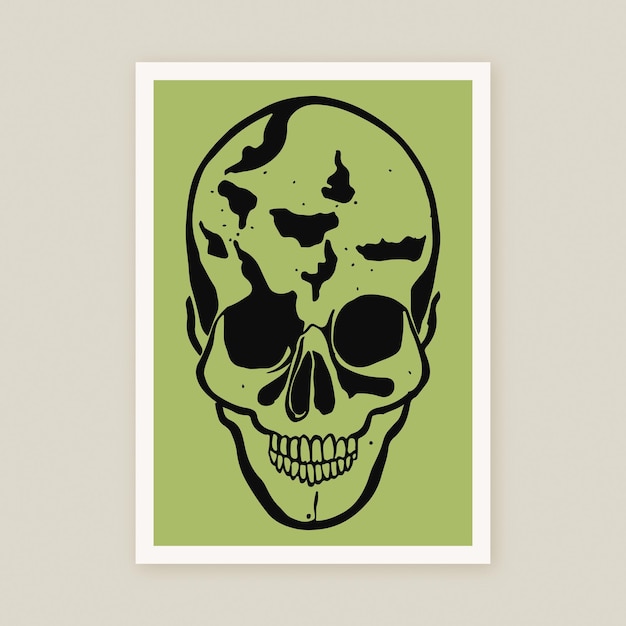 Platte ontwerp dia de muertos Menselijke schedel Skeleton Vector Skull Art