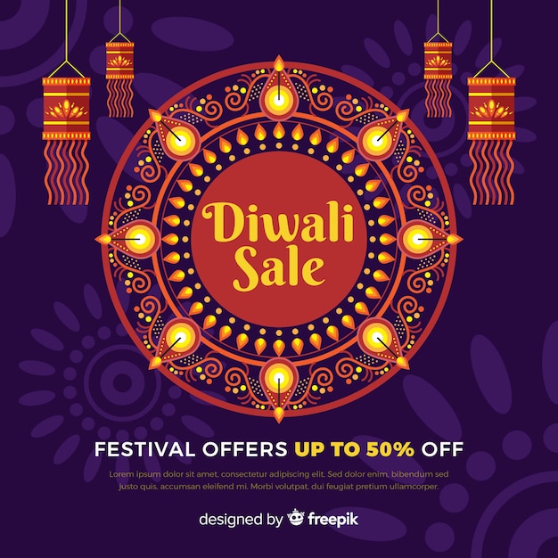 Platte ontwerp diwali festival verkoop banner