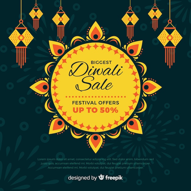 Platte ontwerp diwali vakantie verkoop banner