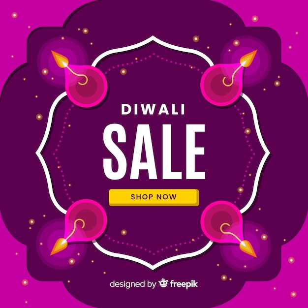 Platte ontwerp diwali verkoop banner