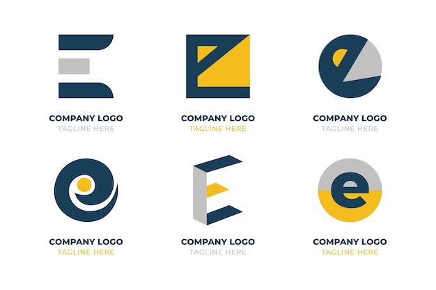 Vector platte ontwerp e-logo set