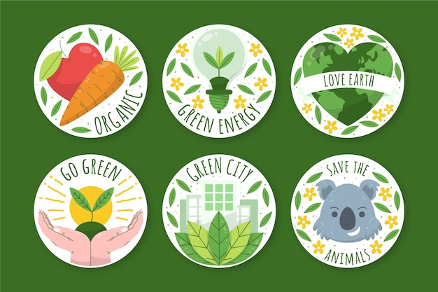 Vector platte ontwerp eco-concept badges