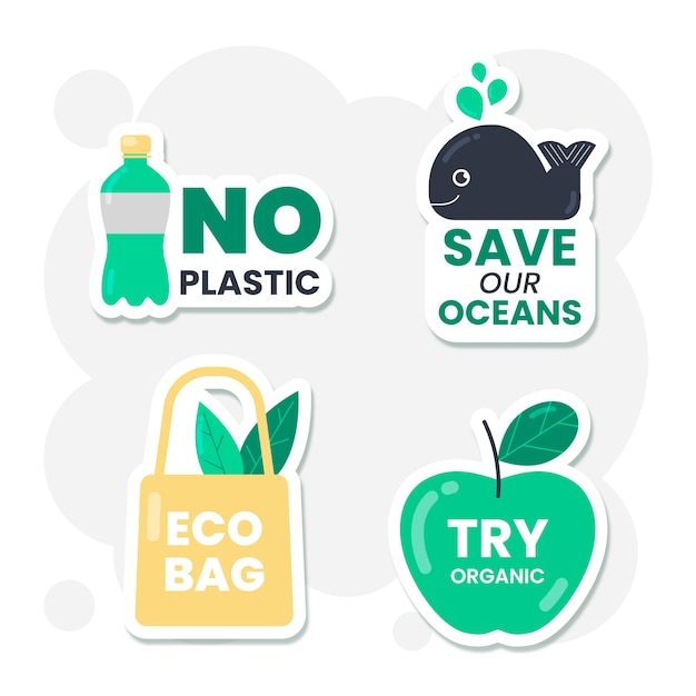 Platte ontwerp ecologie badges collectie