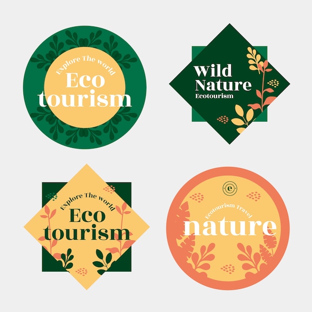 Platte ontwerp ecotoerisme label set