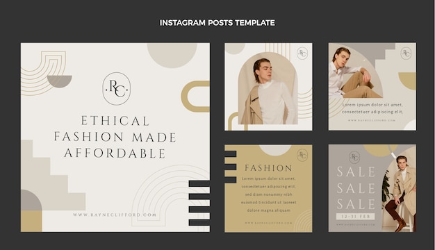 Vector platte ontwerp fashion boutique instagram posts sjabloon