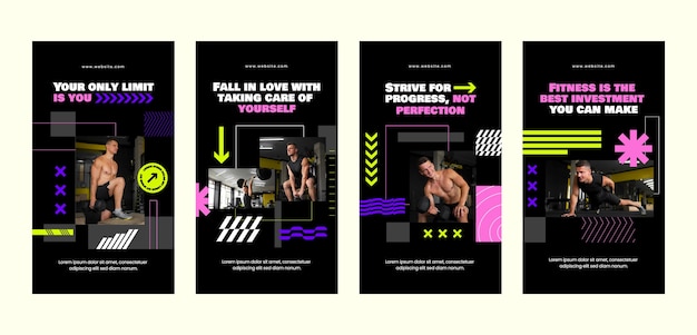 Vector platte ontwerp fitnesscentrum instagramverhalen