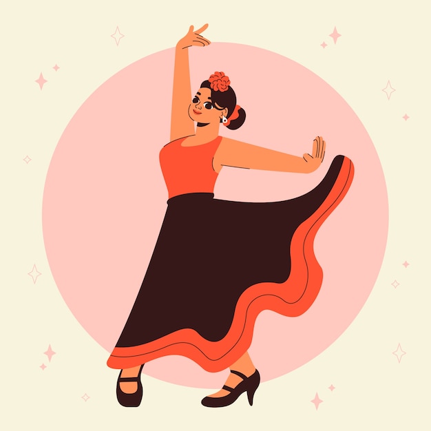 Platte ontwerp flamenco vrouw illustratie