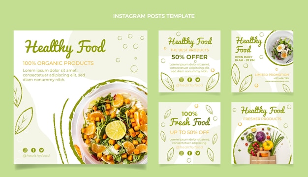 Vector platte ontwerp food instagram post