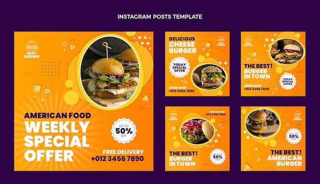 Vector platte ontwerp food instagram post