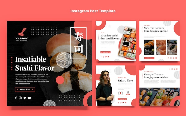 Platte ontwerp food instagram post