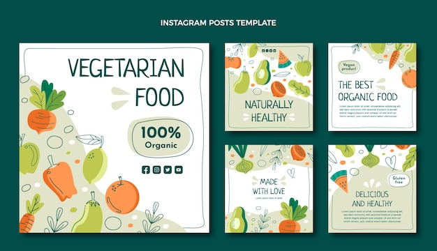 Vector platte ontwerp food instagram post