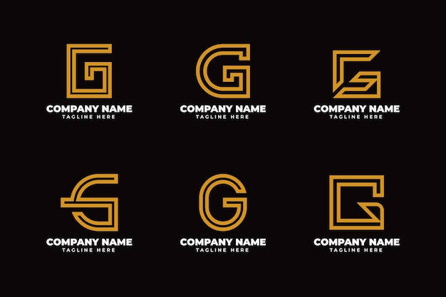 Platte ontwerp g brief logo collectie