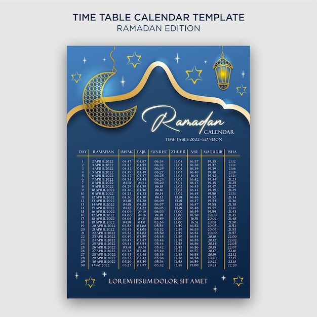 Platte ontwerp gebed tijdschema voor ramadan met iftar schema ontwerp vector