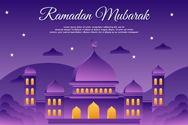 Platte ontwerp Geïllustreerde ramadan mubarak achtergrond ontwerpsjabloon