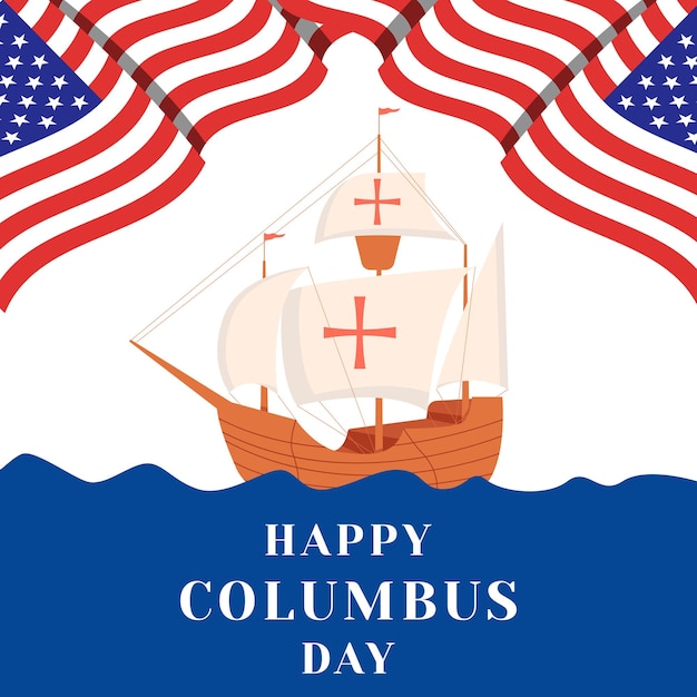 Vector platte ontwerp gelukkige columbus dag illustratie