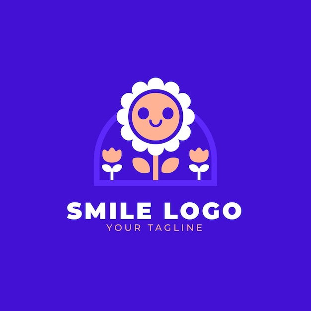 Platte ontwerp glimlach logo sjabloon