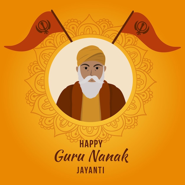 Vector platte ontwerp goeroe nanak jayanti concept