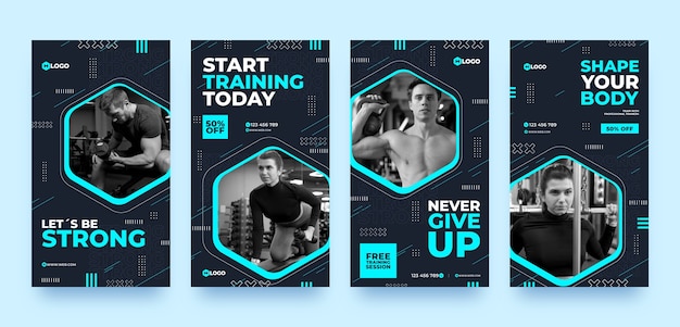 Platte ontwerp gym training instagram verhalen