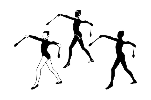 Platte ontwerp gymnast sportschool meisje silhouet illustratie Gymnastiek geïsoleerde vector