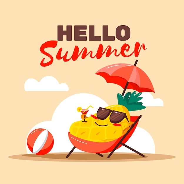 Vector platte ontwerp hallo zomer