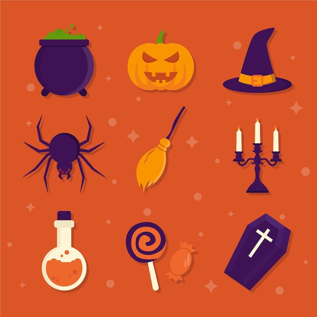 Vector platte ontwerp halloween element collectie