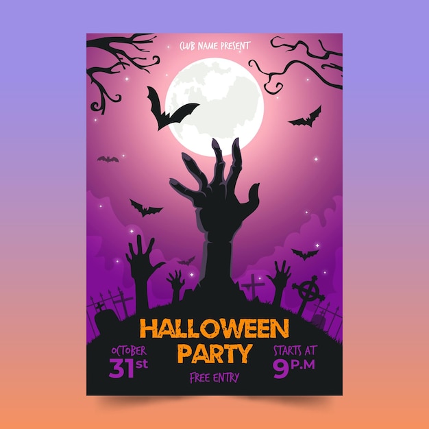 Vector platte ontwerp halloween partij poster sjabloon