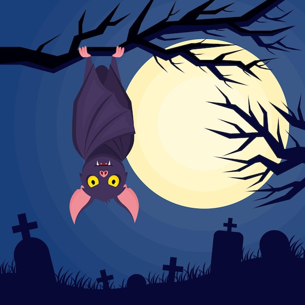 Platte ontwerp halloween vleermuis