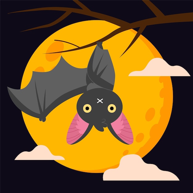 Vector platte ontwerp halloween vleermuis