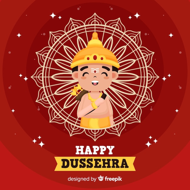 Vector platte ontwerp happy dussehra achtergrond