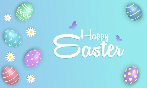 Vector platte ontwerp happy easter day achtergrond