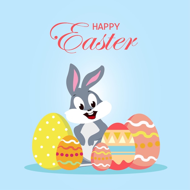 Platte ontwerp happy easter day big egg Bestemmingspagina sjabloon Platte vectorillustratie