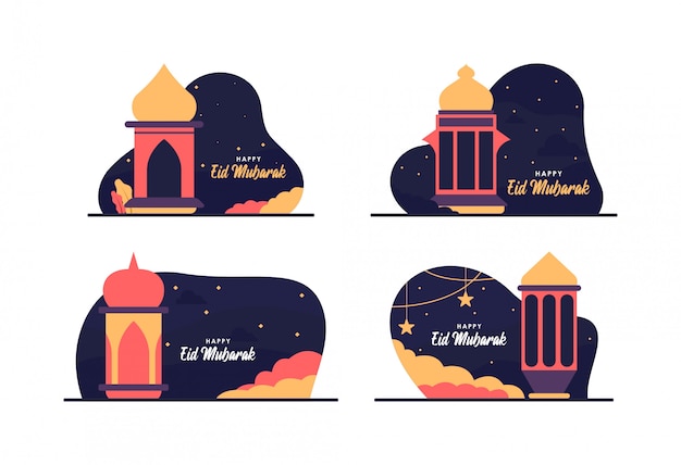 Vector platte ontwerp happy eid mubarak