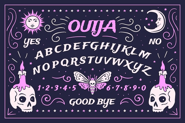 Vector platte ontwerp horror ouija bord illustratie