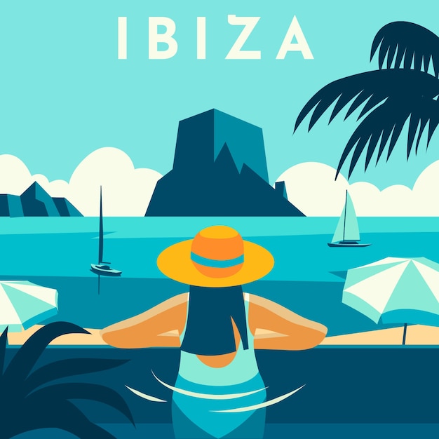 Platte ontwerp ibiza illustratie