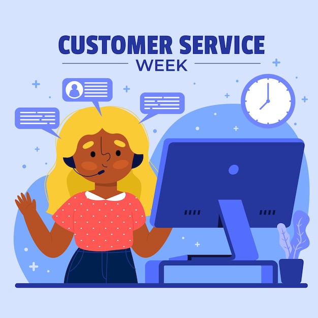 Vector platte ontwerp illustratie van de klantenservice week