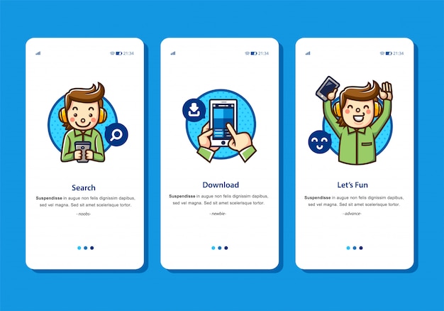 Platte ontwerp illustratie van downloadproces met man karakter downloaden van telefoon