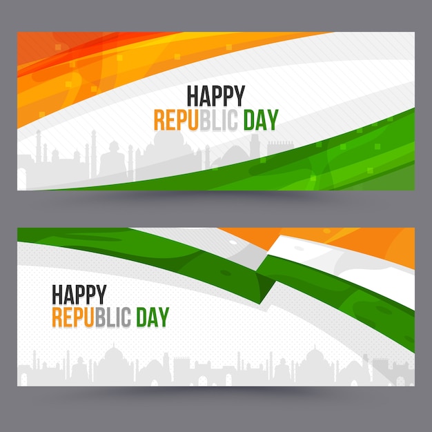 Platte ontwerp indiase republiek dag banners sjabloon