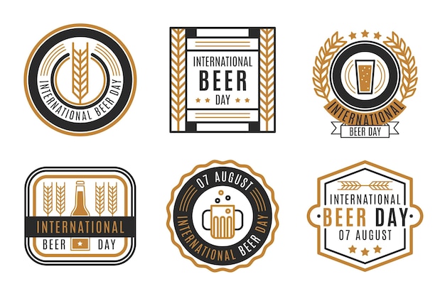 Vector platte ontwerp internationale bierdaglabels