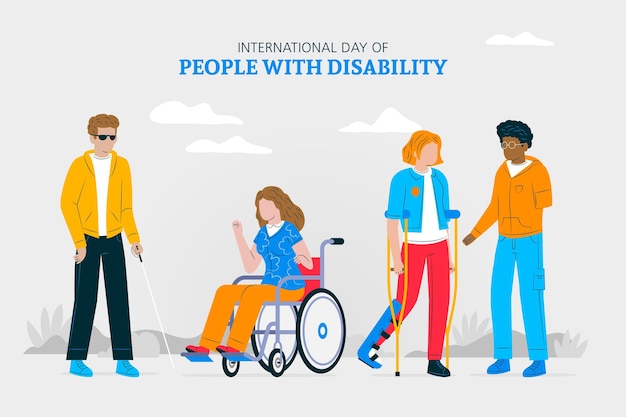 Platte ontwerp internationale dag van mensen met een handicap