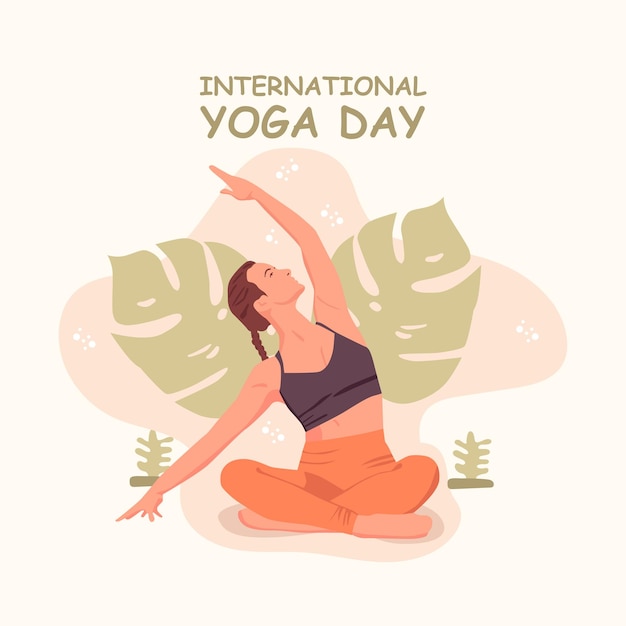 Vector platte ontwerp internationale dag van yoga concept