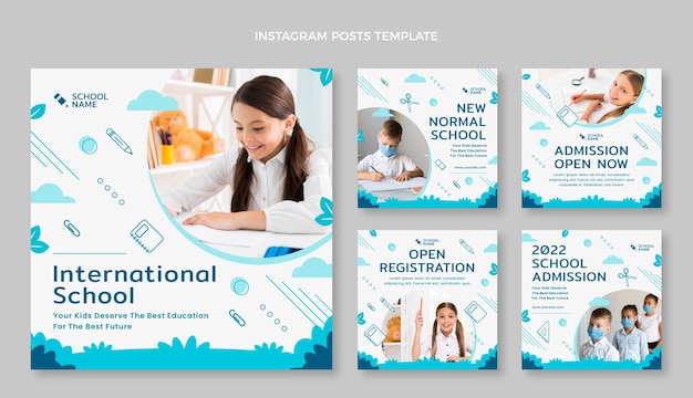 Platte ontwerp internationale school instagram-berichten