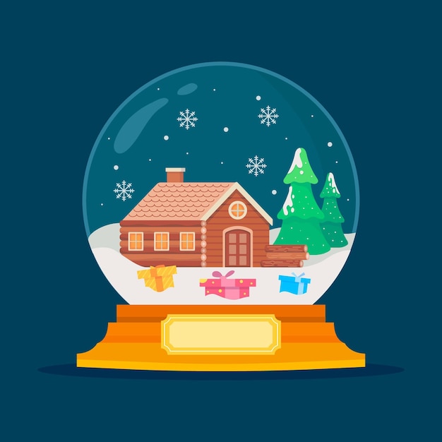 Platte ontwerp kerst sneeuwbal globe