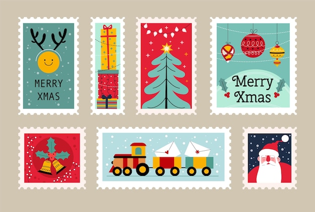 Platte ontwerp kerst stempel collectie