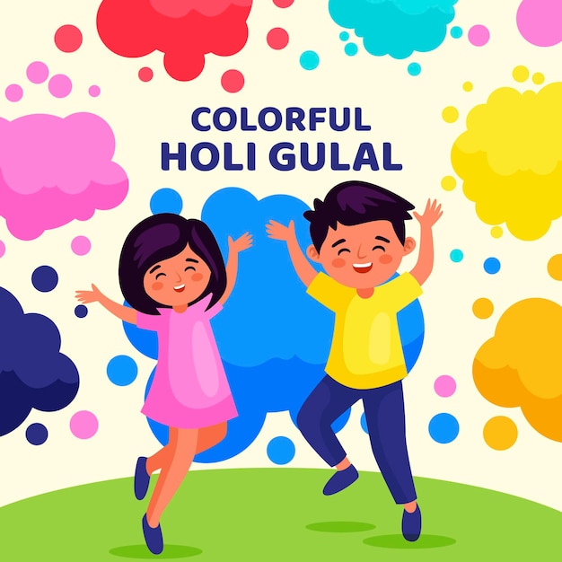 Platte ontwerp kleurrijke holi gulal