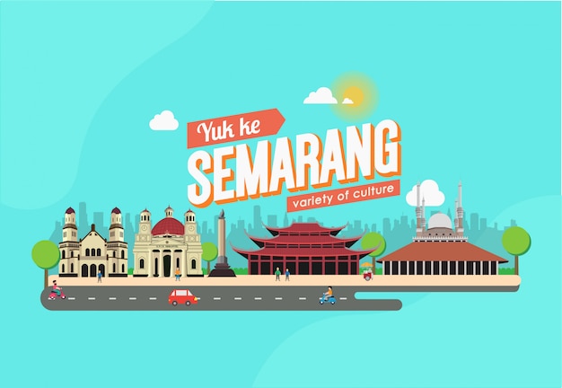 Vector platte ontwerp landmark semarang stad