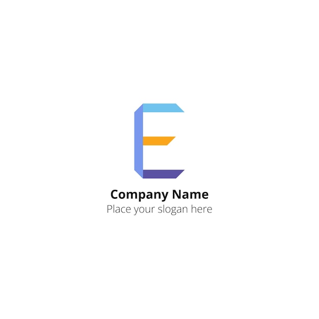 Platte ontwerp letter e logo ontwerp