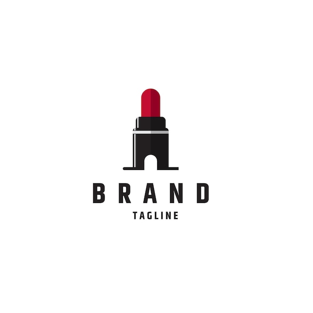 Platte ontwerp lippenstift logo ontwerpsjabloon