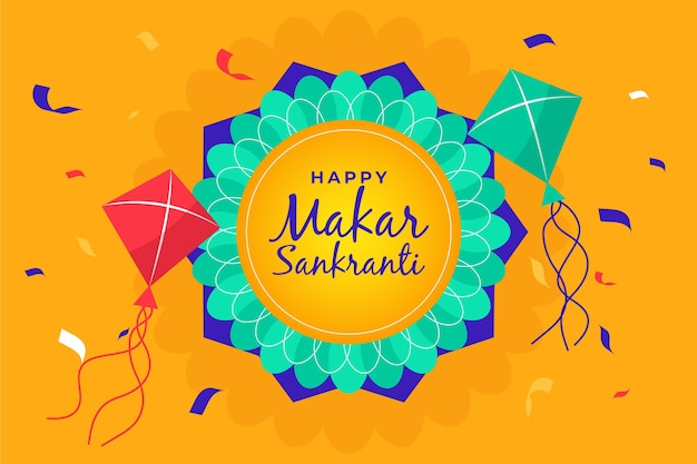 Vector platte ontwerp makar sankranti