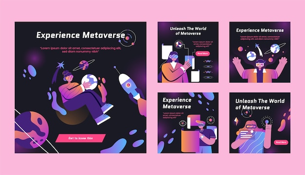 Platte ontwerp metaverse instagram-berichten