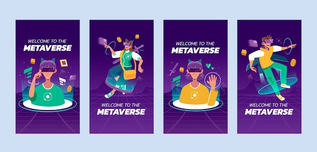 Vector platte ontwerp metaverse instagram-verhalen